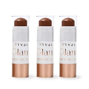 Contorno Stick Glam Vivai em bastão cremoso com acabamento natural, disponível em 3 tonalidades para definir e realçar os traços do rosto