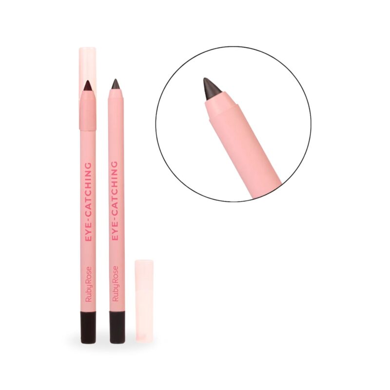 Lapis para olhos preto Eye Catching Ruby Rose com alta pigmentação, textura macia e longa duração para traços precisos e olhar marcante