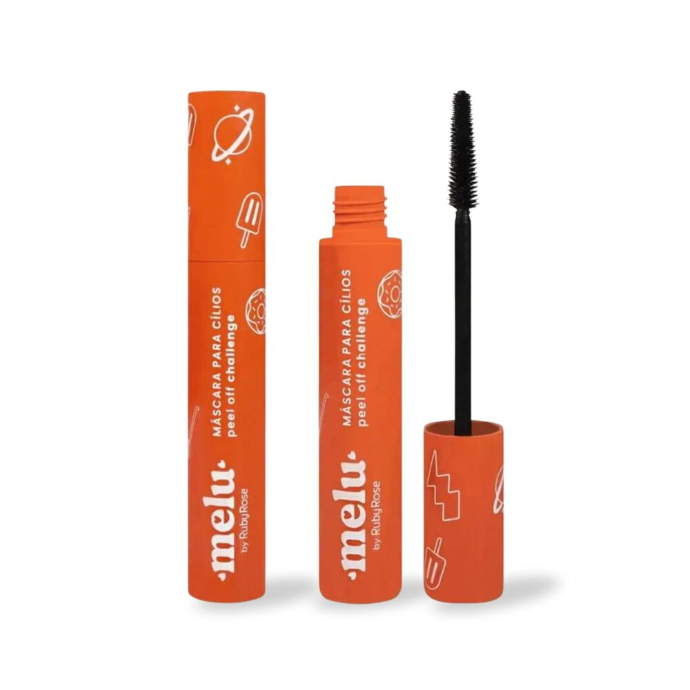 Mascara de cílios Peel Off Melu Ruby Rose com escova de silicone, efeito alongado, volumoso e definido, secagem rápida e fácil remoção em película