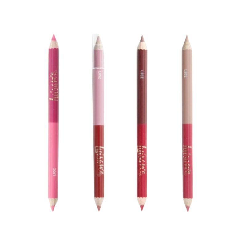 Lápis labial Duo Matte Luisance 1,2g com duas cores em cada ponta, acabamento matte, alta pigmentação e longa duração para contorno e preenchimento dos lábios